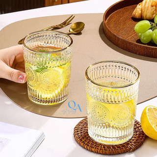 (Loại Đẹp) Cốc Thủy Tinh Hoa Mặt Trời Viền Vàng Cao Cấp | Ly Thủy Tinh Cao Cấp HONGLI