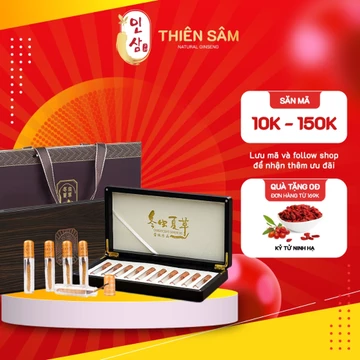 Hộp Quà 10 Con Đông Trùng Hạ Thảo Nguyên Con Tây Tạng - Hộp Gỗ Sang Trọng, Cao Cấp - Món Quà Cho Sức Khỏe - Thiên Sâm