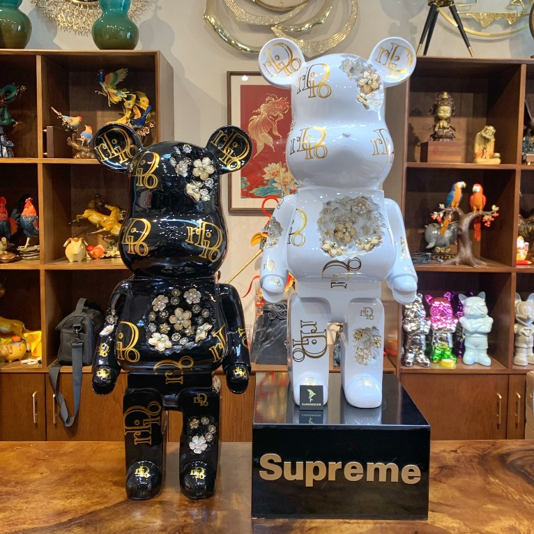 [TỔNG HỢP] Bearbrick size 80, Gấu Bearbrick Đính Ngọc Sơn Nhúng Mạ Điện