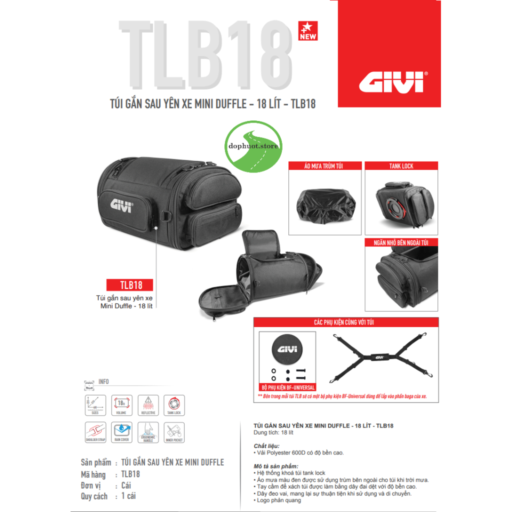 Túi gài yên xe Givi TankLock TLB18 - 18 lít