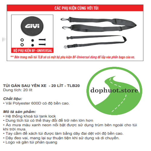 TÚI GÀI YÊN SAU TANKLOCK 20 lít - GIVI TLB20