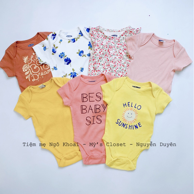 [MD92] ❤️OLD NGẮN TAY 0-3M❤️ Body chip ngắn tay cho bé cotton mềm mịn