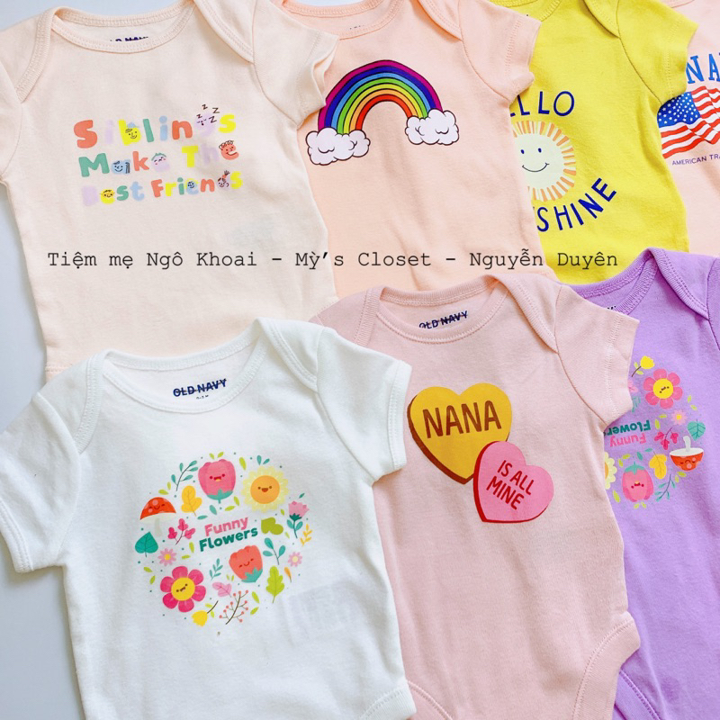 [MD92] ❤️OLD NGẮN TAY 0-3M❤️ Body chip ngắn tay cho bé cotton mềm mịn