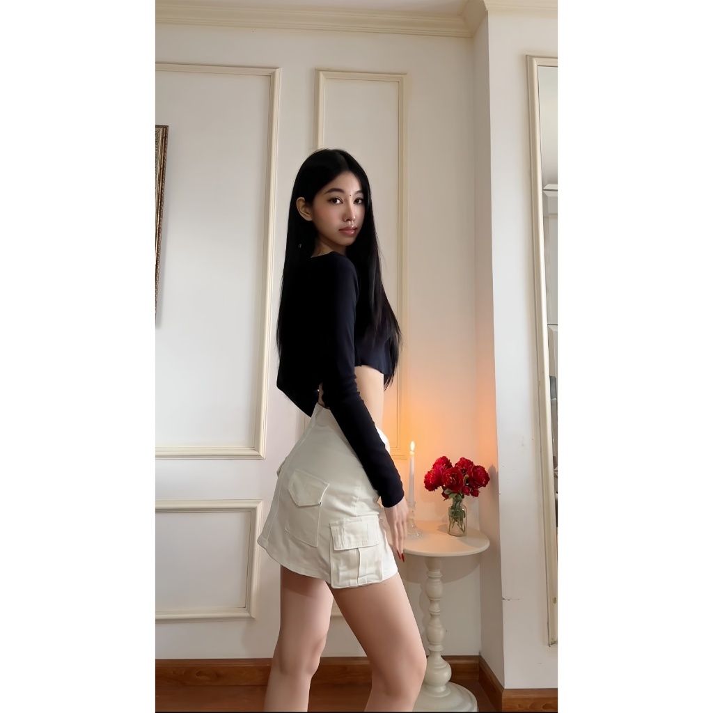 Chân váy túi hộp kaki nữ BORAM SG (có quần trong)