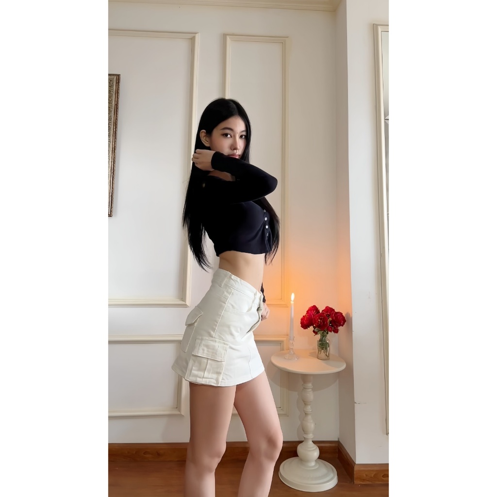 Chân váy túi hộp kaki nữ BORAM SG (có quần trong)