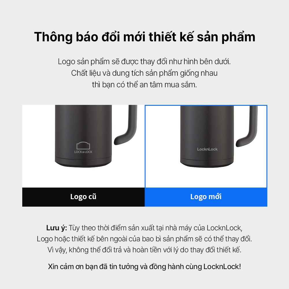 Ca giữ nhiệt LocknLock 500ml New Basic Table LHC4026 2 màu , có tay cầm, miệng ly rộng - K-MALL