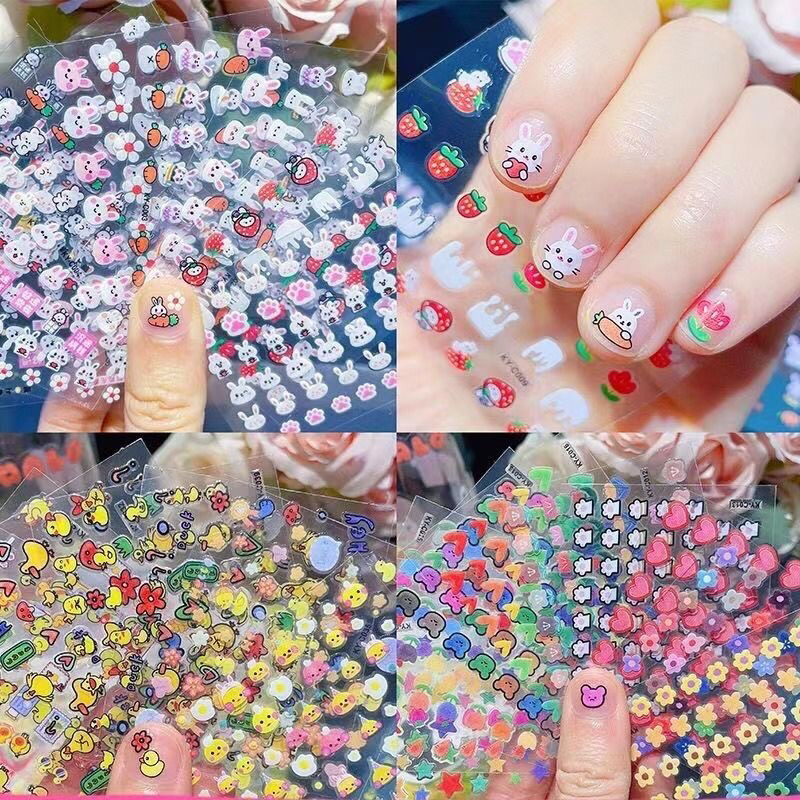 Set 10 vỉ sticker dán móng dễ thương cho bé, sticker trang trí móng