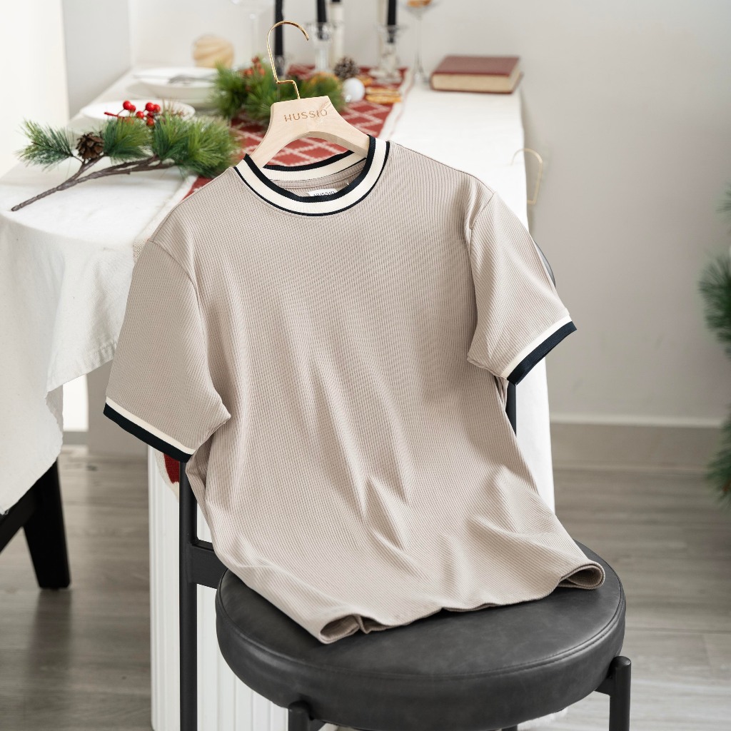 Áo thun cổ tròn WEDER vải Cotton thun gân mềm mịn, trẻ trung, năng động - HUSSIO