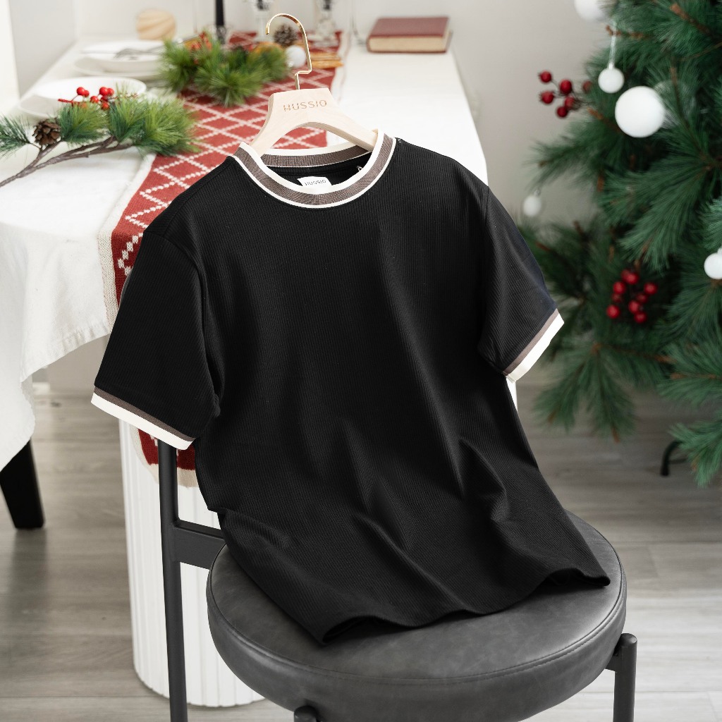 Áo thun cổ tròn WEDER vải Cotton thun gân mềm mịn, trẻ trung, năng động - HUSSIO