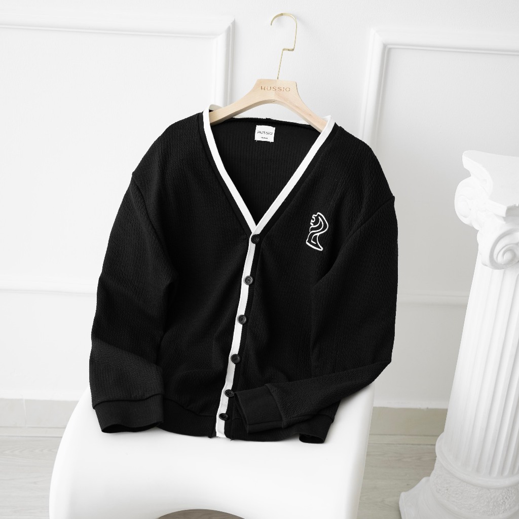 Áo khoác nam Cardigan ABER vải Cottton thun gân sang trọng, lịch lãm, chuẩn form - HUSSIO
