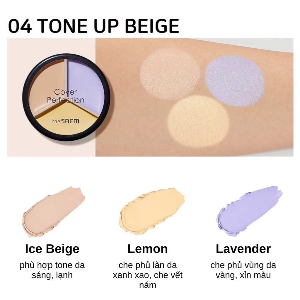 Kem Che Khuyết Điểm 3 Ô The Saem Cover Perfection Triple Pot Concealer ...