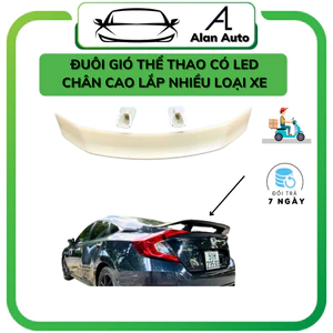 Đuôi gió thể thao ô tô có đèn led, Đuôi gió chân cao, Nhựa cứng thể thao phong cách sử dụng cho nhiều dòng xe