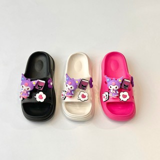 Dép Bánh Mì Gắn Sticker Kuromi Siêu Dễ Thương 3 Màu Chất Liệu Nhựa EVA Chống Trơn Trượt Cho Bé (BM7)