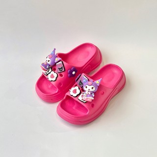 Dép Bánh Mì Gắn Sticker Kuromi Siêu Dễ Thương 3 Màu Chất Liệu Nhựa EVA Chống Trơn Trượt Cho Bé (BM7)