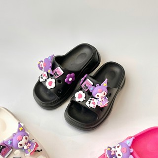 Dép Bánh Mì Gắn Sticker Kuromi Siêu Dễ Thương 3 Màu Chất Liệu Nhựa EVA Chống Trơn Trượt Cho Bé (BM7)