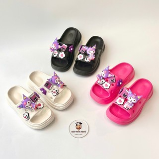 Dép Bánh Mì Gắn Sticker Kuromi Siêu Dễ Thương 3 Màu Chất Liệu Nhựa EVA Chống Trơn Trượt Cho Bé (BM7)