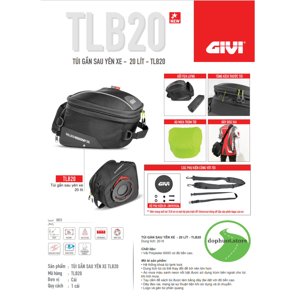 TÚI GÀI YÊN SAU TANKLOCK 20 lít - GIVI TLB20