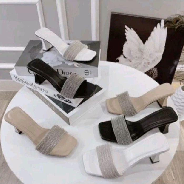 Dép quai đá siêu sang gót 3 phân, sandal cao gót  đi đâu cũng tiện mã H1