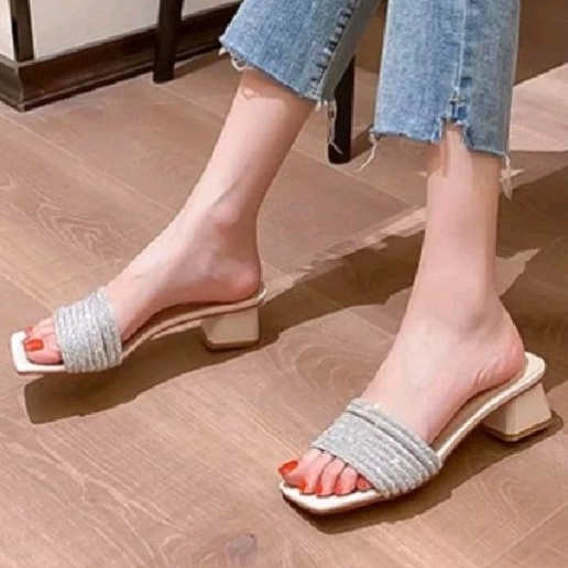 Dép quai đá siêu sang gót 3 phân, sandal cao gót  đi đâu cũng tiện mã H1