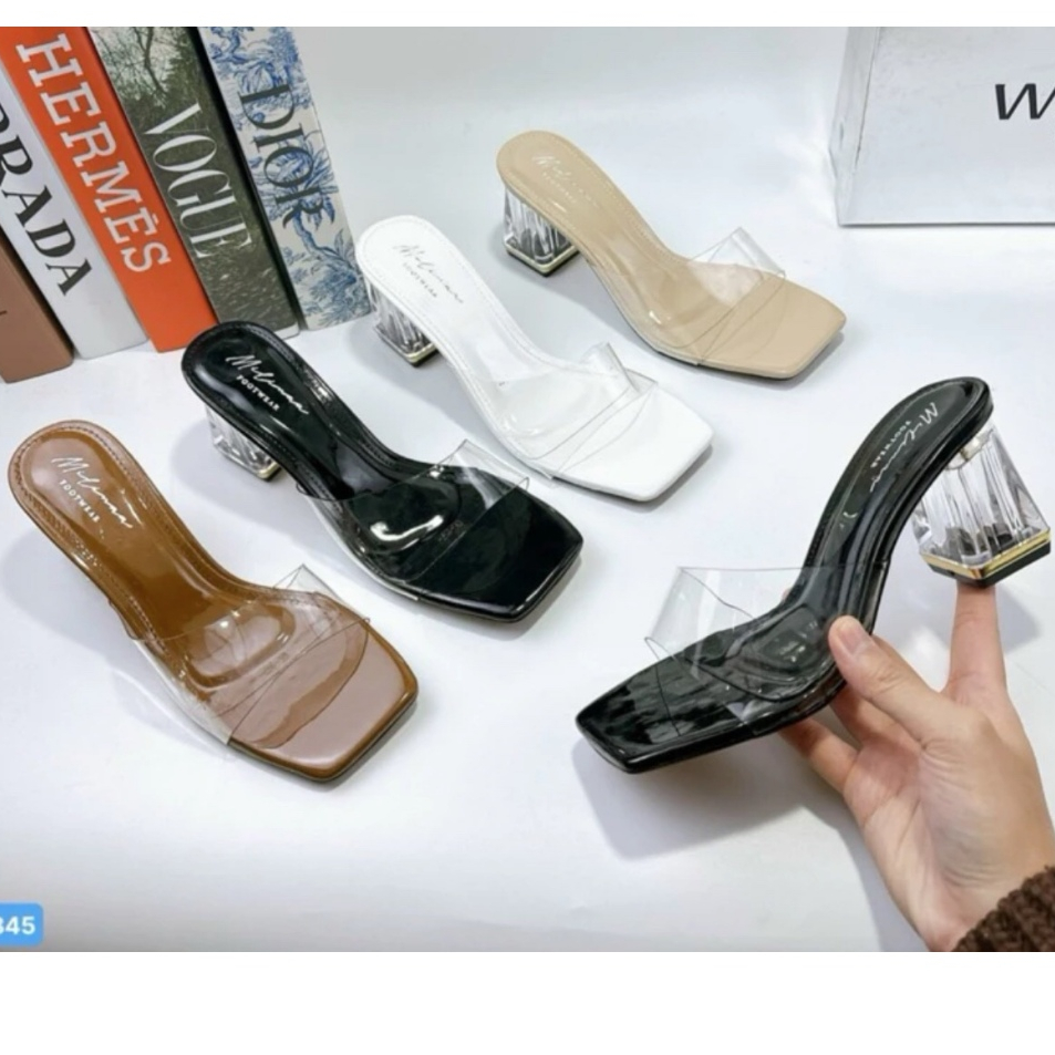 Giày cao gót nữ quai trong, dép gót ngọc 3cm 5cm 7cm lên dáng cực xinh mã H8.