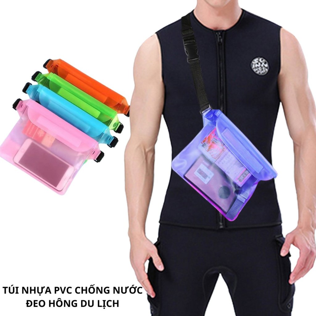 Túi nhựa PVC đeo hông chống thấm nước nhiều màu tiện lợi đi bơi, đi ...