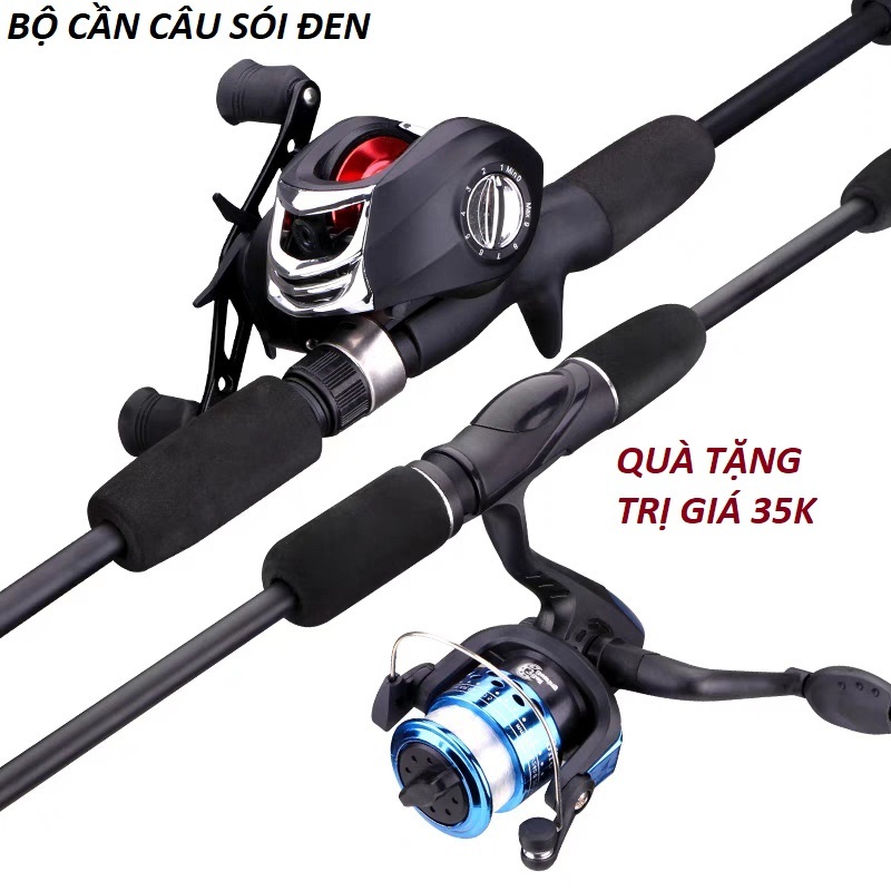 Bộ Cần Câu Máy Lure Sói Đen Máy Ngang, Máy Đứng đủ size 1m65-1m8-2m1 ...