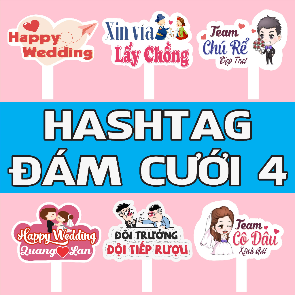 HASHTAG cầm tay chụp ảnh Happy Wedding [ĐC4] | Shopee Việt Nam