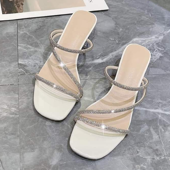 Dép lê 3 phân, guốc cao gót đính đá blingbling mã H15