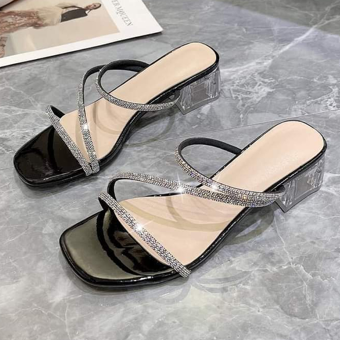 Dép lê 3 phân, guốc cao gót đính đá blingbling mã H15