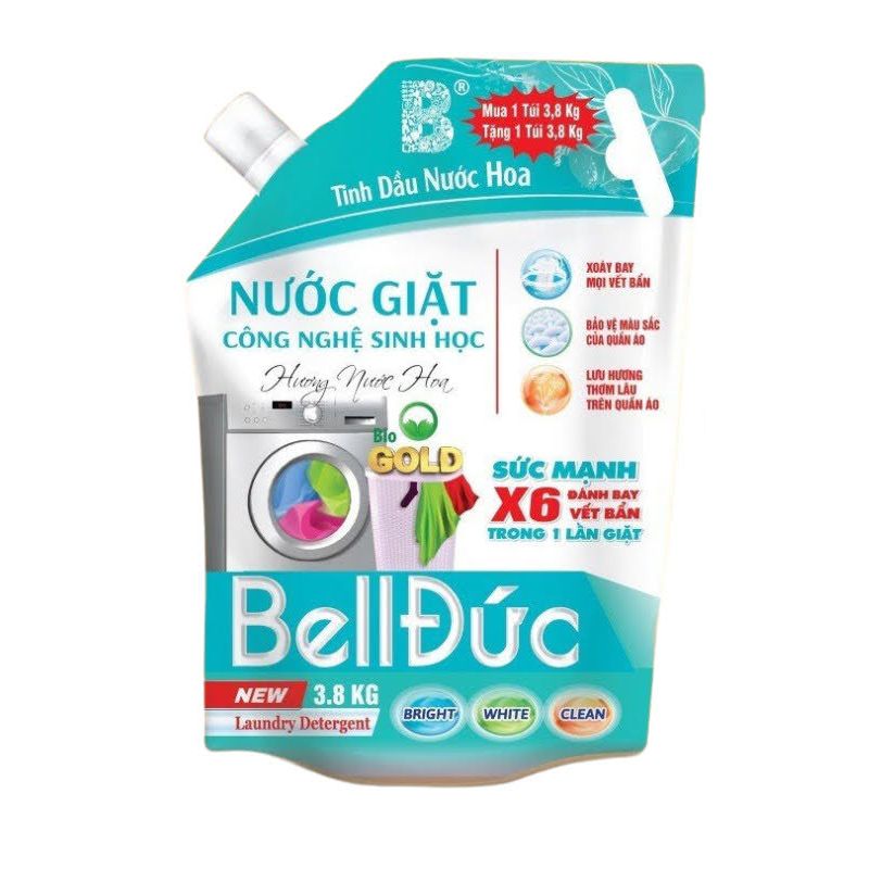 Nước giặt công nghệ sinh học Bell Đức 3.8kg làm sạch vượt trội, hương liệu nhập khẩu từ Đức, mùi hương độc lạ