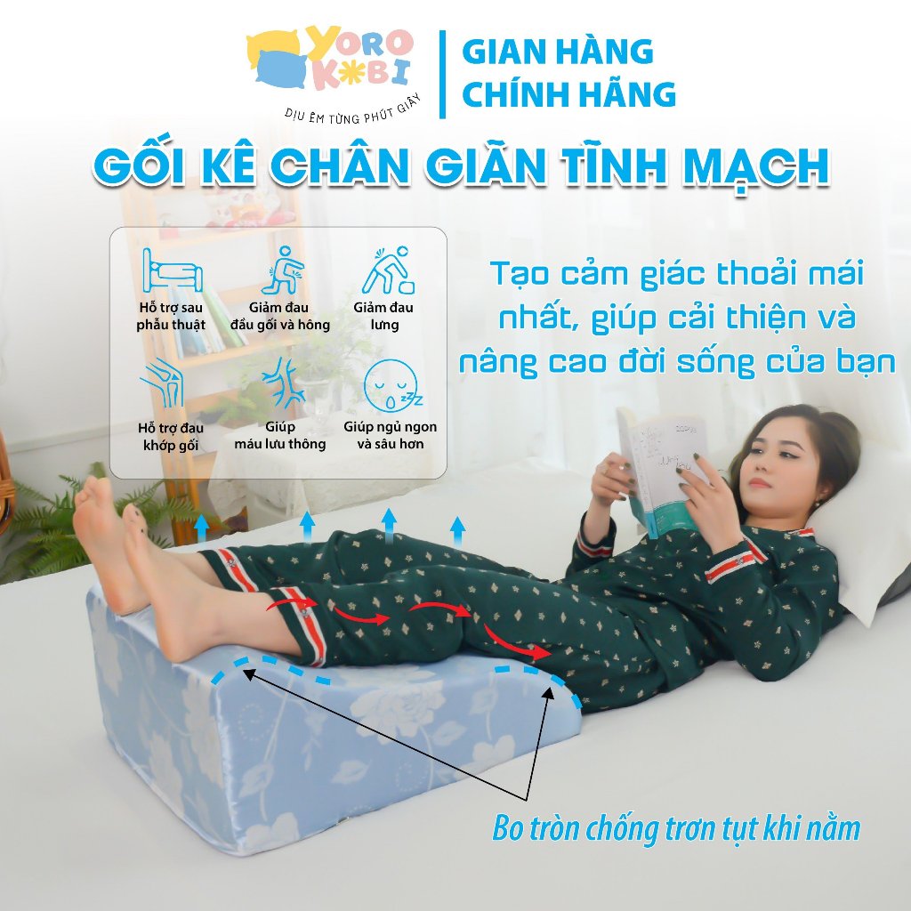 Gối kê chân hỗ trợ điều trị suy giãn tĩnh mạch thương hiệu Yorokobi- Chính hãng