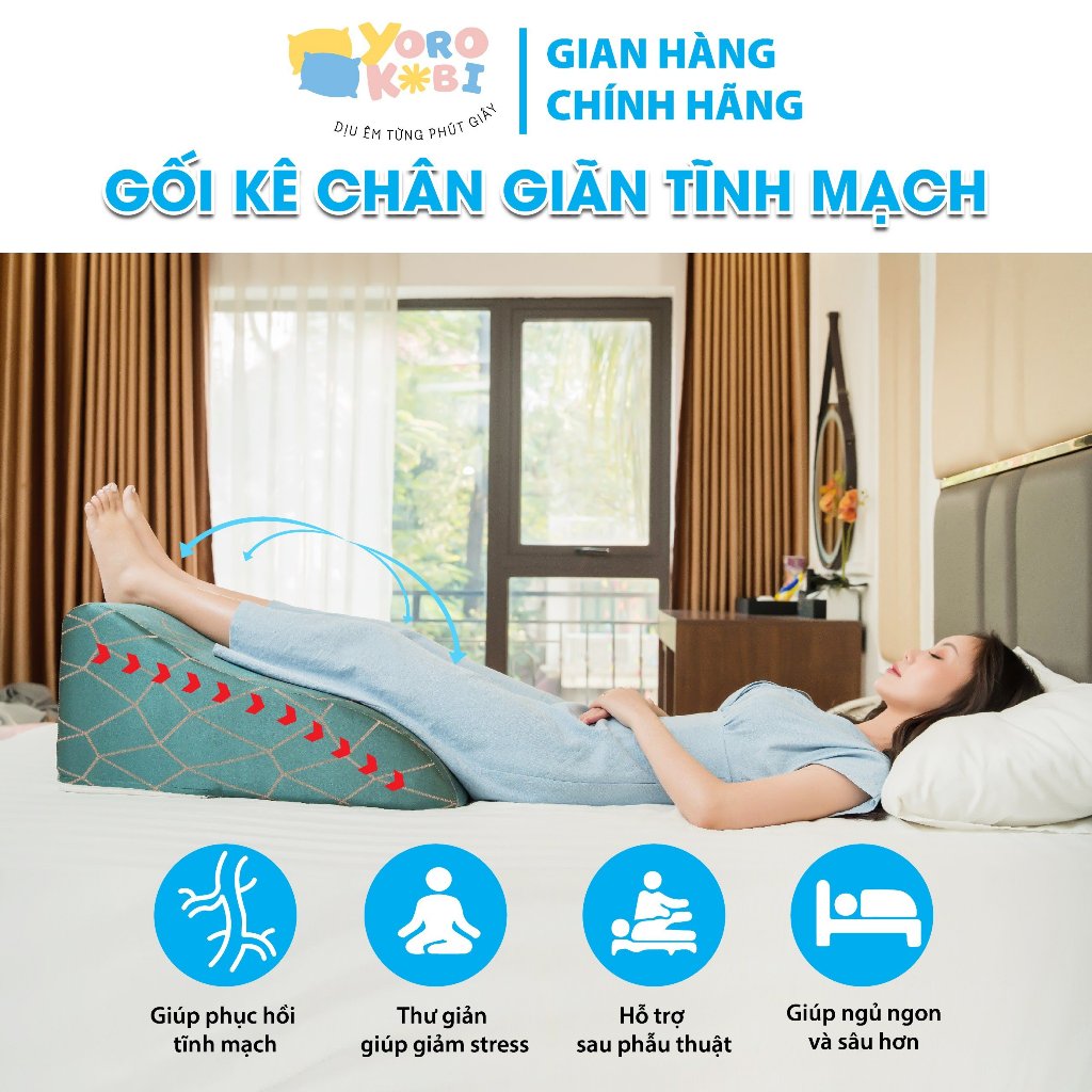 Gối kê chân hỗ trợ điều trị suy giãn tĩnh mạch thương hiệu Yorokobi- Chính hãng