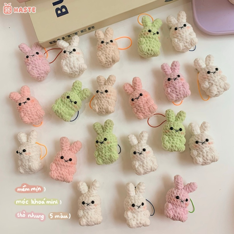 Móc Khoá Thỏ Len Nhung Miffy Chunky Mini Siêu Mềm Mịn Móc Điện Thoại Chìa Khoá