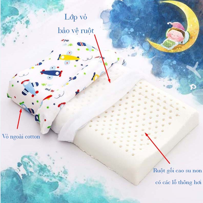 Gối Cao Su Non Tự Nhiên Cho Bé TOPAZ Có Lỗ Thoáng Khí Thiết Kế Lượn Sóng Giúp Trẻ Ngủ Sâu Hơn Giao Mẫu Ngẫu Nhiên