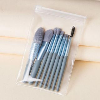 (LOẠI XỊN) Bộ Cọ Trang Điểm 8 Cây Vintage Siêu Cute Trong Túi Zip - Set Cọ Trang Điểm Gồm 8 Cây Lông Dày Mịn Dễ Tán Phấn
