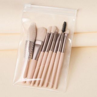 (LOẠI XỊN) Bộ Cọ Trang Điểm 8 Cây Vintage Siêu Cute Trong Túi Zip - Set Cọ Trang Điểm Gồm 8 Cây Lông Dày Mịn Dễ Tán Phấn