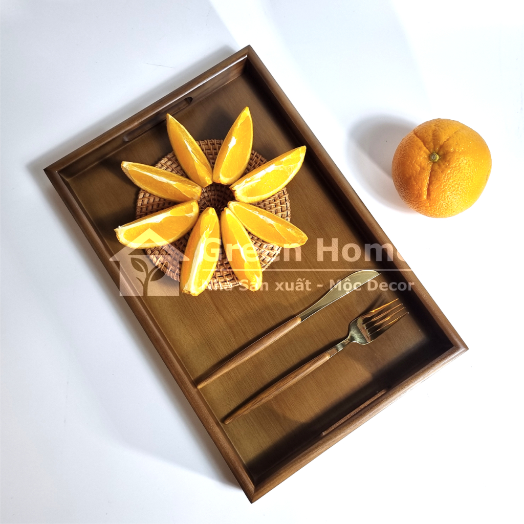 Khay Gỗ Sồi Cao Cấp, Khay Gỗ Dùng Để Đồ Ăn, Đồ Uống, Khay Trà Sử Dụng Bưng Bê Cho Nhà Hàng Quán Cafe