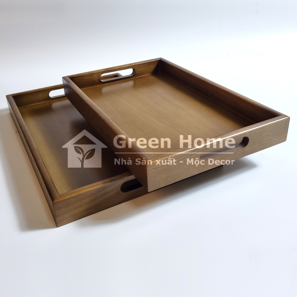 Khay Gỗ Sồi Cao Cấp, Khay Gỗ Dùng Để Đồ Ăn, Đồ Uống, Khay Trà Sử Dụng Bưng Bê Cho Nhà Hàng Quán Cafe