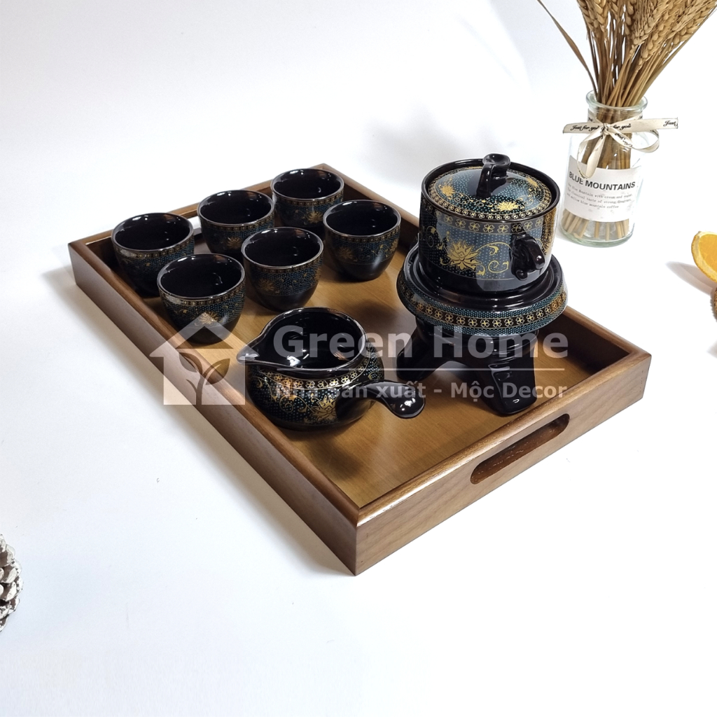Khay Gỗ Sồi Cao Cấp, Khay Gỗ Dùng Để Đồ Ăn, Đồ Uống, Khay Trà Sử Dụng Bưng Bê Cho Nhà Hàng Quán Cafe