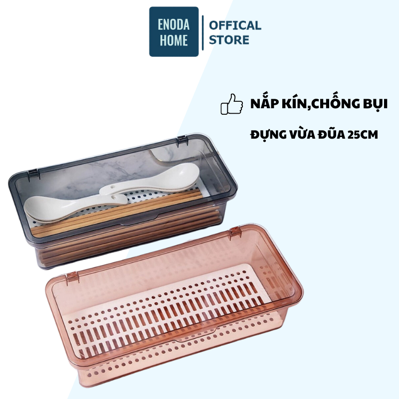 Hộp Bảo Quản Đũa, Thìa, Dĩa Có Tấm Che Phủ Dài 28cm Chống Bụi Hiệu Quả P016