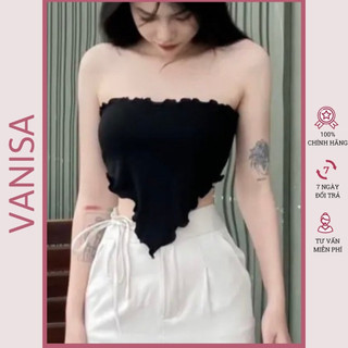 Áo yếm croptop nữ cột dây hở lưng trễ vai ôm bigsize kiểu trắng đen xinh VANISA Y900