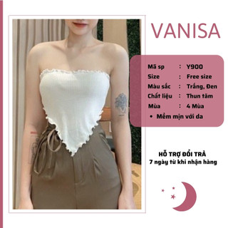 Áo yếm croptop nữ cột dây hở lưng trễ vai ôm bigsize kiểu trắng đen xinh VANISA Y900