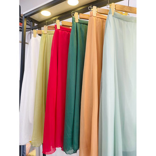 Chân váy tơ xòe dài 105cm, siêu nhẹ bay, 2 lớp (mặc yếm, phối áo siêu xinh)