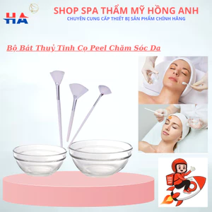 Bộ Bát Thủy Tinh Cọ Peel Đựng Tinh Dầu Serum ,Cọ Peel, Bát Pha Mặt Nạ Chăm Sóc Da.