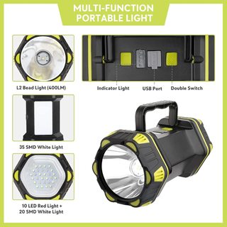 (hàng tốt) Đèn pin siêu sáng chiếu xa 1000m, Đèn Pin Sạc Siêu Sáng HC-262 LED 8 Chế Độ Sáng Tích Hợp Sạc Điện Thoại
