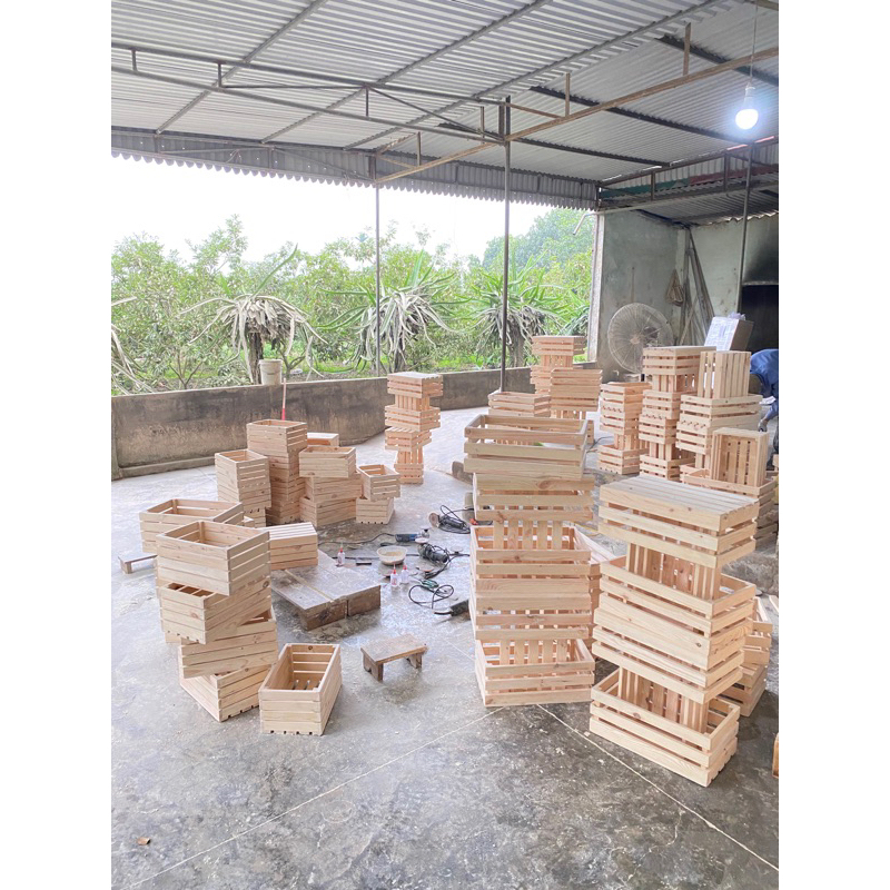 Thùng Gỗ Pallet Gỗ Thông Chữ Nhật Chống Mối Mọt Nhiều Size - Hộp Gỗ Decor Đa Năng - TC Home