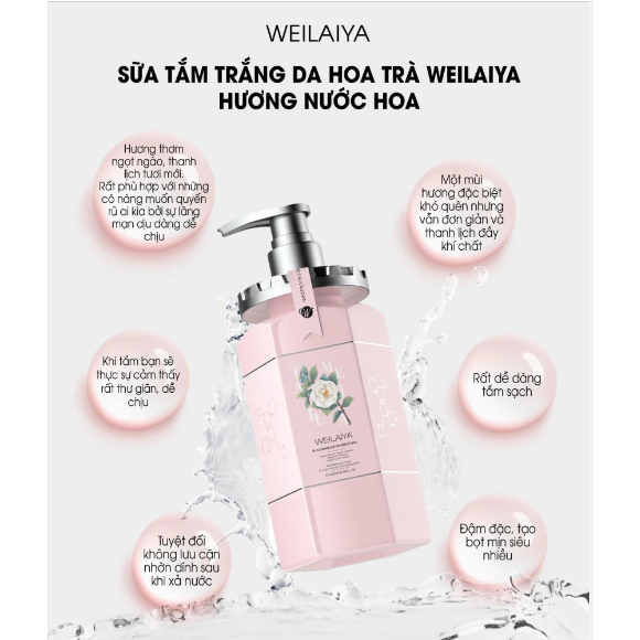Sữa tắm Weilaiya gồm 3 hương Hoa Hồng, Hoa Trà và Hoa Cúc