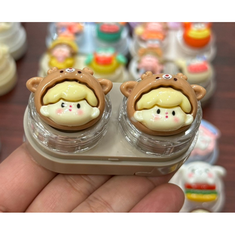 khay charm đựng lens có nón thú cute Muneyes