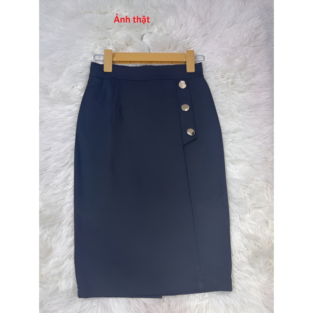 Chân Váy Bút Chì Công Sở 60cm Phối Cúc_Chất Liệu umi_CV50