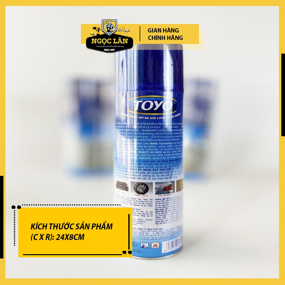 [Chính hãng] Chai xịt bóng mới đồ da & đồ gỗ TOYO 500ml làm sạch, bóng, mới bề mặt